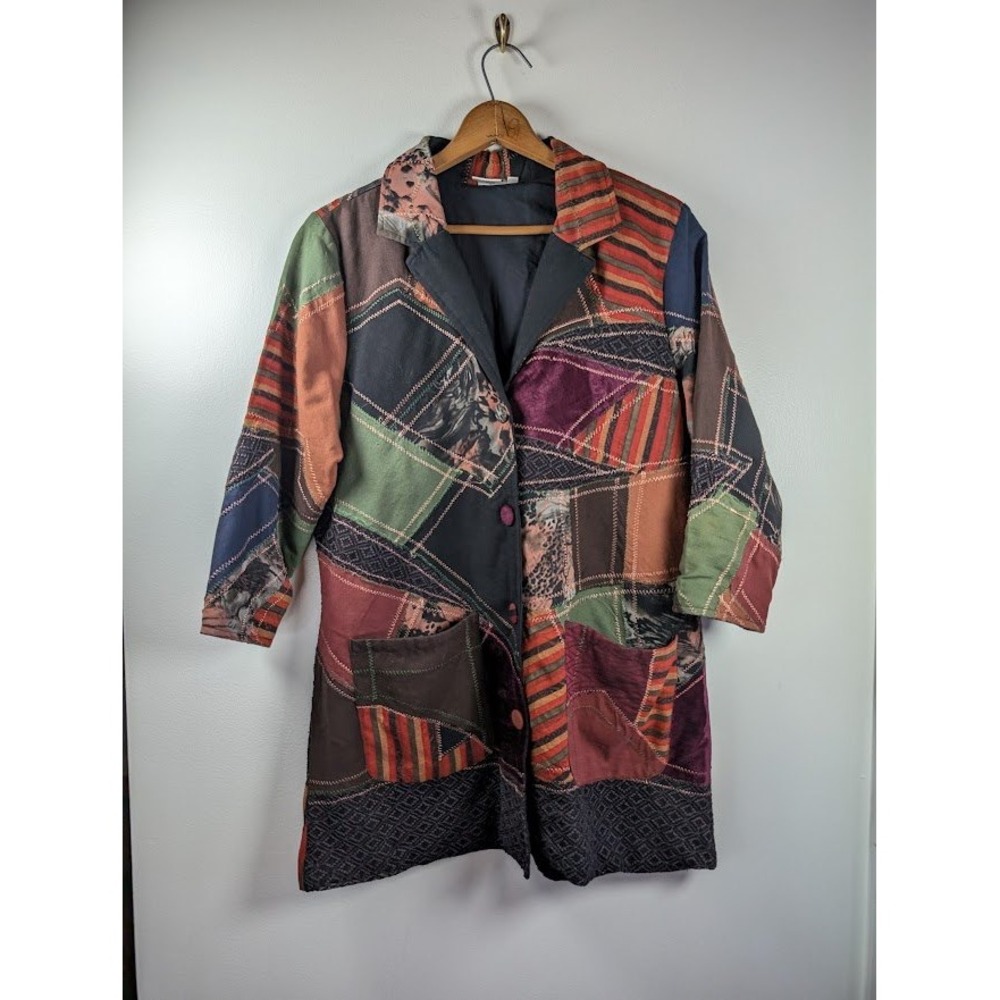 Parsley Sage Long Jacket Women's Large Boho‎ Crazy Patchwork Artsy Embroidered - Picture 11 of 11